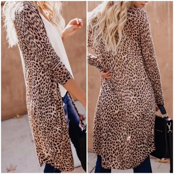 New ! Sexy Leopard Print Cardigan Duster - Picture 2 of 6
